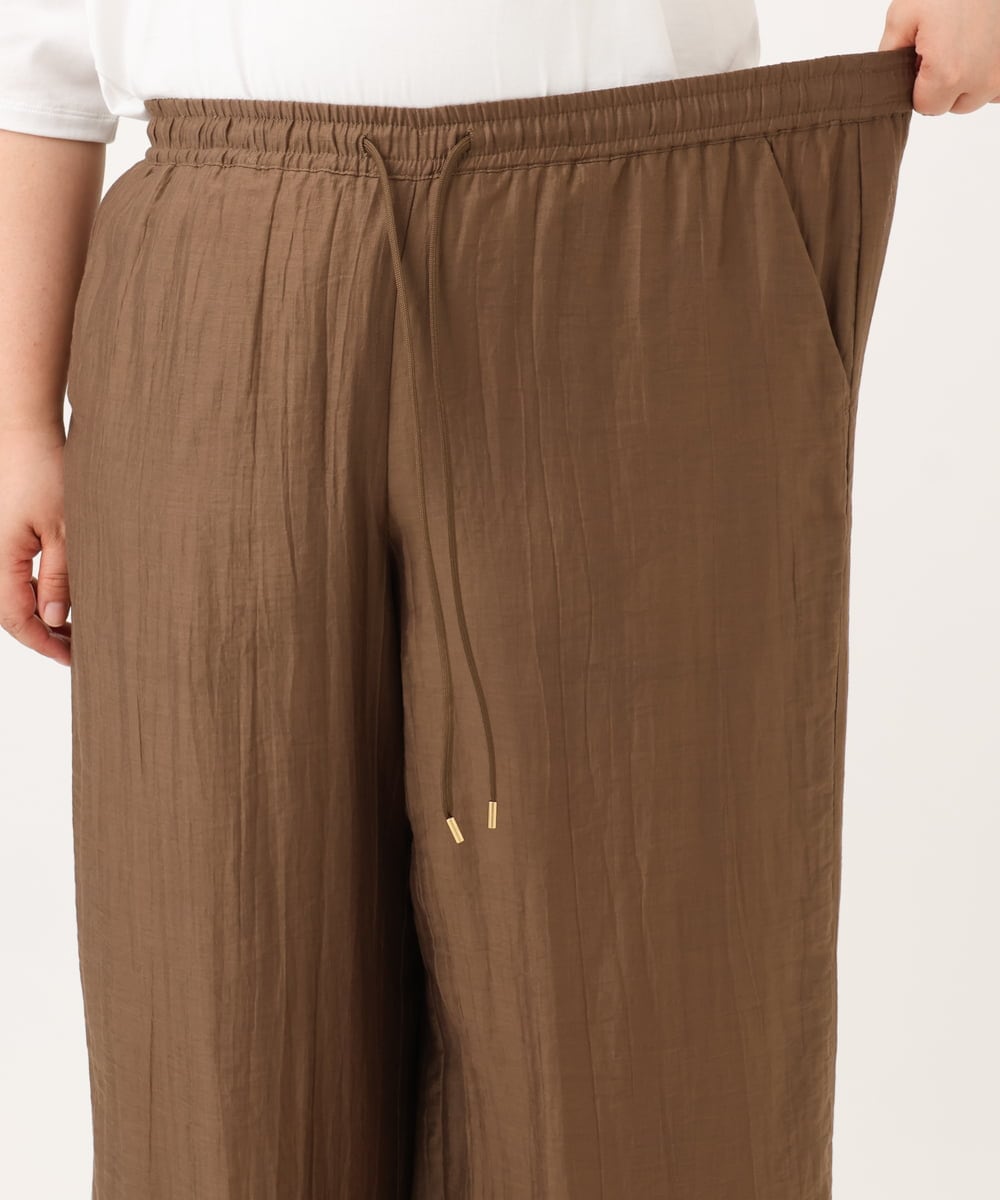 OLLID36129 eur3(エウルキューブ) 【大きいサイズ】シア―ワイドパンツ モカ(無地）
