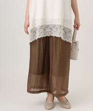 OLLID36129 eur3(エウルキューブ) 【大きいサイズ】シア―ワイドパンツ モカ(無地）