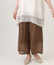 OLLID36129 eur3(エウルキューブ) 【大きいサイズ】シア―ワイドパンツ モカ(無地）