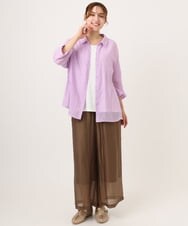 OLLID36129 eur3(エウルキューブ) 【大きいサイズ】シア―ワイドパンツ モカ(無地）