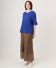 OLLID36129 eur3(エウルキューブ) 【大きいサイズ】シア―ワイドパンツ モカ(無地）