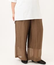 OLLID36129 eur3(エウルキューブ) 【大きいサイズ】シア―ワイドパンツ モカ(無地）