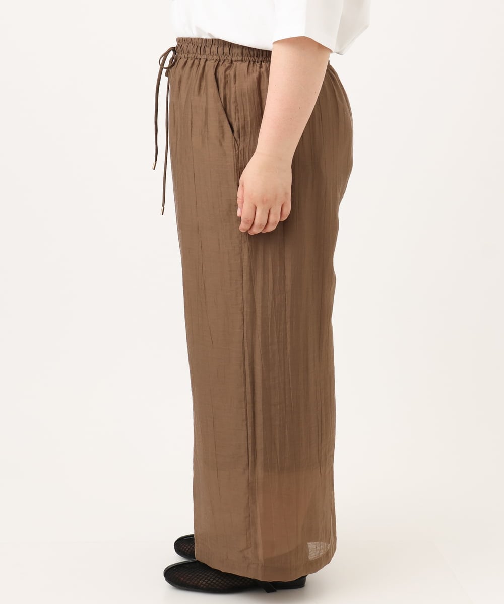 OLLID36129 eur3(エウルキューブ) 【大きいサイズ】シア―ワイドパンツ モカ(無地）
