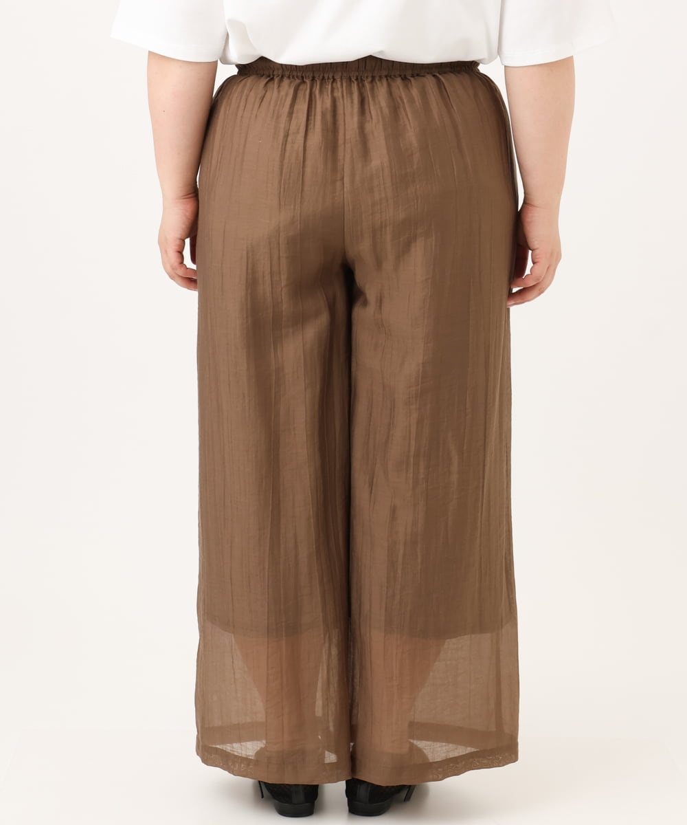 OLLID36129 eur3(エウルキューブ) 【大きいサイズ】シア―ワイドパンツ モカ(無地）