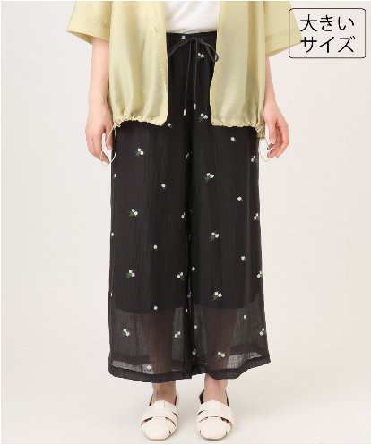 OLLID36129 eur3 【大きいサイズ】シア―ワイドパンツ