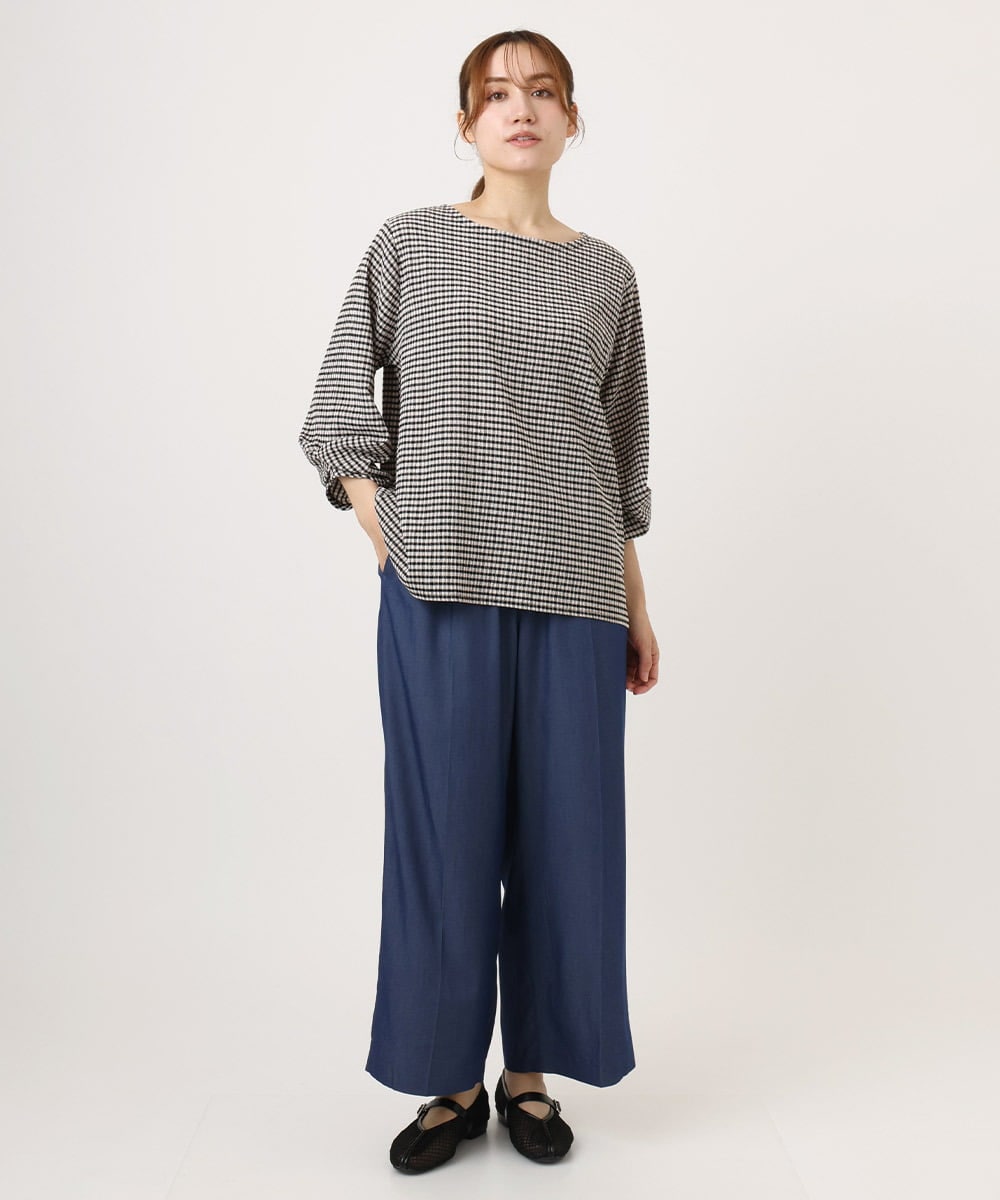 OLLID37089 eur3(エウルキューブ) 【大きいサイズ/UVカット/速乾/接触冷感】洗えるセンタープレスイージーパンツ ブルー