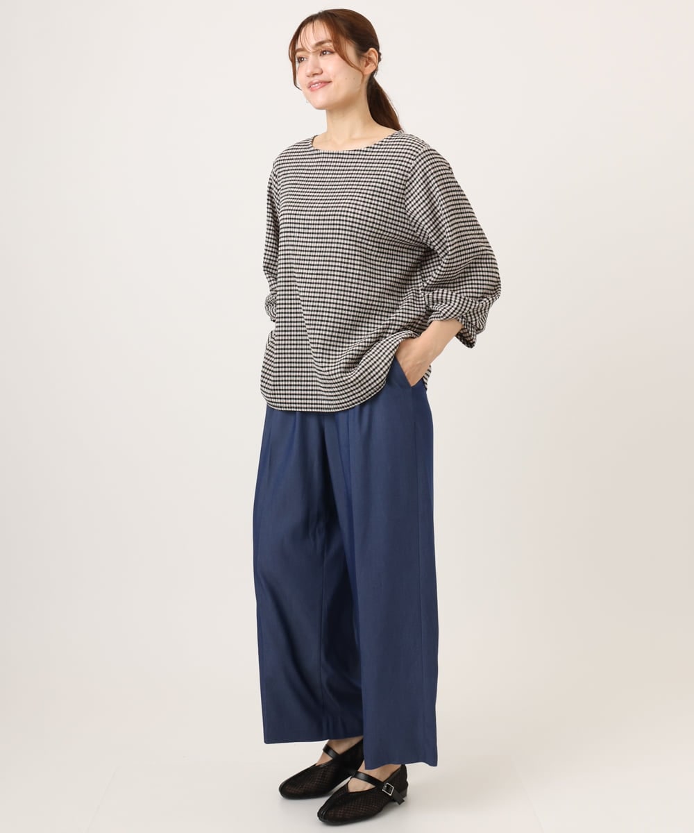 OLLID37089 eur3(エウルキューブ) 【大きいサイズ/UVカット/速乾/接触冷感】洗えるセンタープレスイージーパンツ ブルー