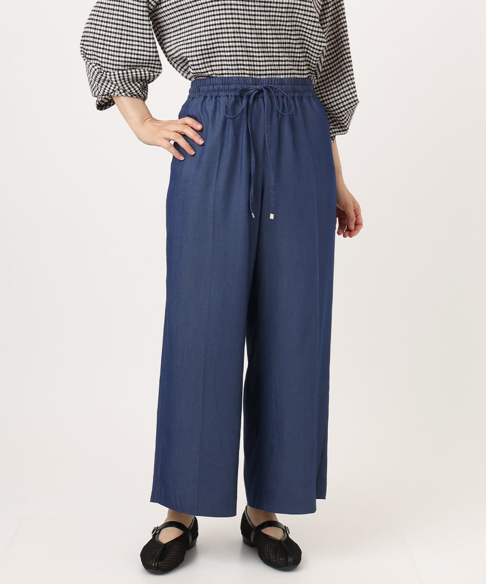 OLLID37089 eur3(エウルキューブ) 【大きいサイズ/UVカット/速乾/接触冷感】洗えるセンタープレスイージーパンツ ブルー