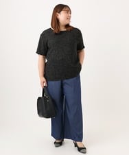 OLLID37089 eur3(エウルキューブ) 【大きいサイズ/UVカット/速乾/接触冷感】洗えるセンタープレスイージーパンツ ブルー