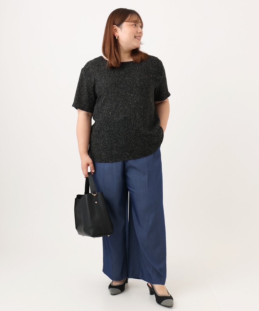 OLLID37089 eur3(エウルキューブ) 【大きいサイズ/UVカット/速乾/接触冷感】洗えるセンタープレスイージーパンツ ブルー