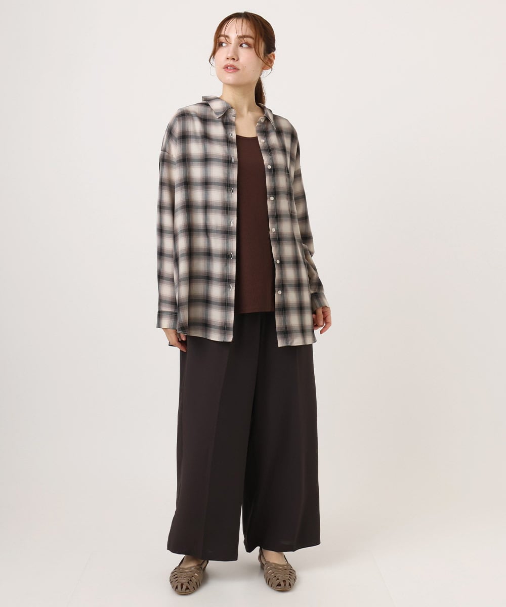 OLLID37089 eur3(エウルキューブ) 【大きいサイズ/UVカット/速乾/接触冷感】洗えるセンタープレスイージーパンツ ダークグレー