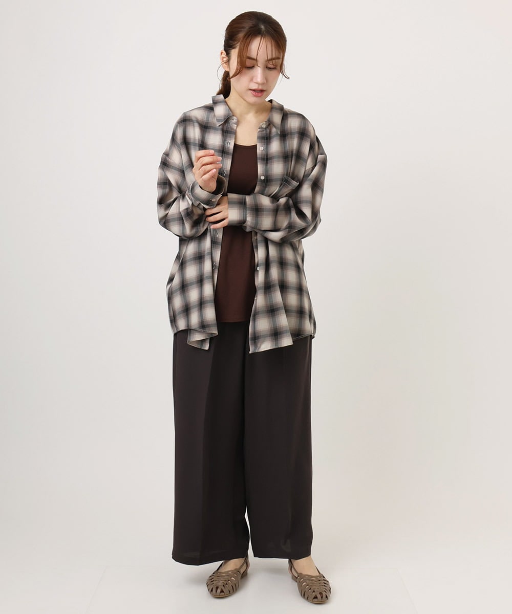 OLLID37089 eur3(エウルキューブ) 【大きいサイズ/UVカット/速乾/接触冷感】洗えるセンタープレスイージーパンツ ダークグレー