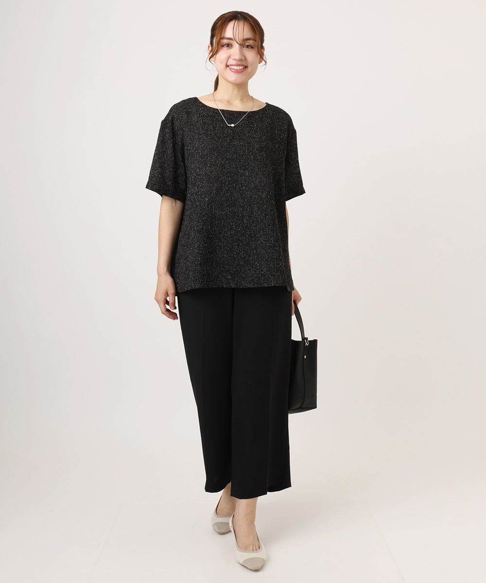 OLLID37089 eur3(エウルキューブ) 【大きいサイズ/UVカット/速乾/接触冷感】洗えるセンタープレスイージーパンツ ブラック
