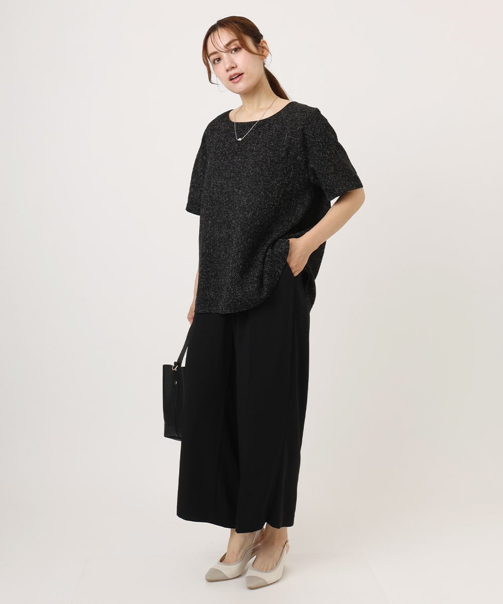 OLLID37089 eur3(エウルキューブ) 【大きいサイズ/UVカット/速乾/接触冷感】洗えるセンタープレスイージーパンツ ブラック