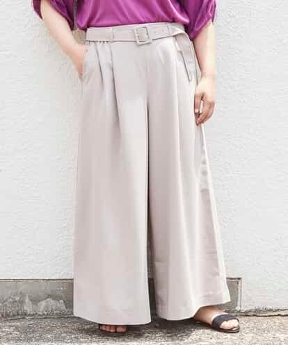 OLLID58069 eur3 【大きいサイズ】【a.v.v×eur3】ウエストマークベルト付ワイドパンツ