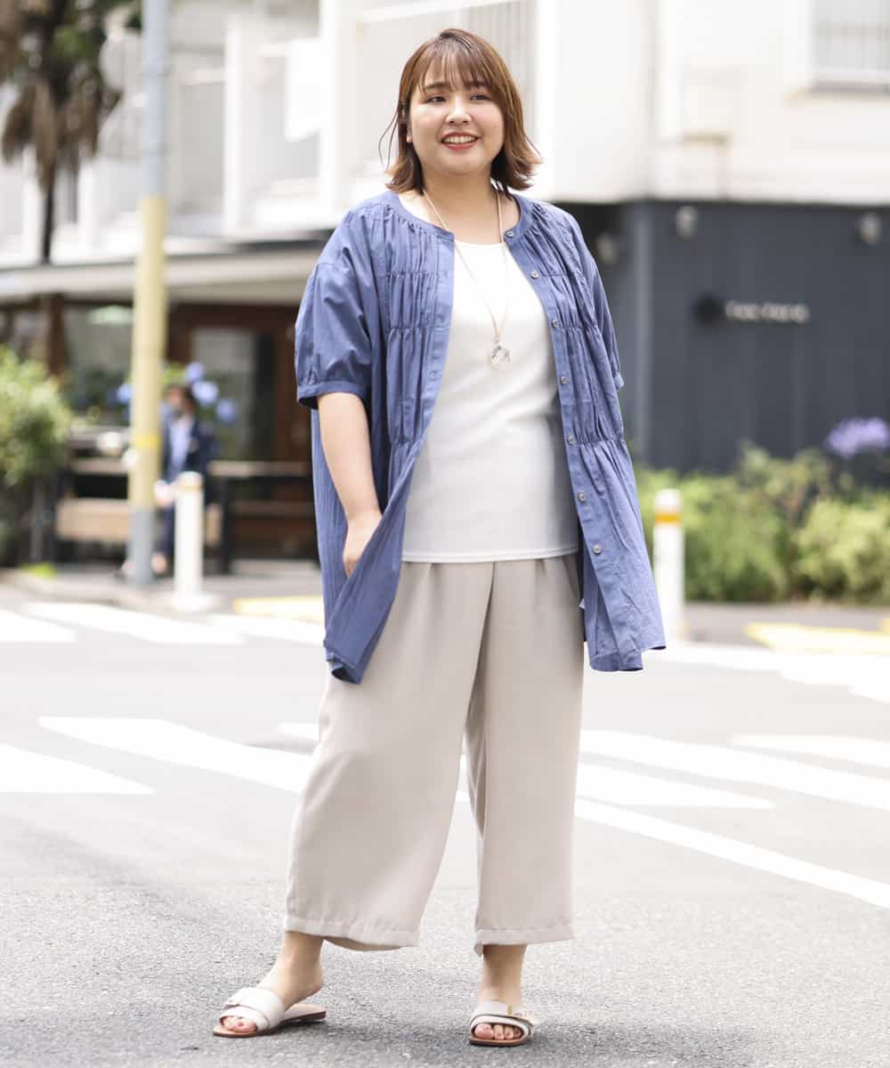 OLLIM40090 eur3(エウルキューブ) 【大きいサイズ】セミワイドパンツ ベージュ(82)
