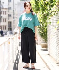 OLLIP46090 eur3(エウルキューブ) 【大きいサイズ/11号サイズあり/セットアップ対応】ドレープシアーパンツ ブラック(94)