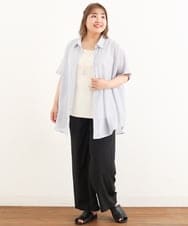 OLLIP46090 eur3(エウルキューブ) 【大きいサイズ/11号サイズあり/セットアップ対応】ドレープシアーパンツ ブラック(94)
