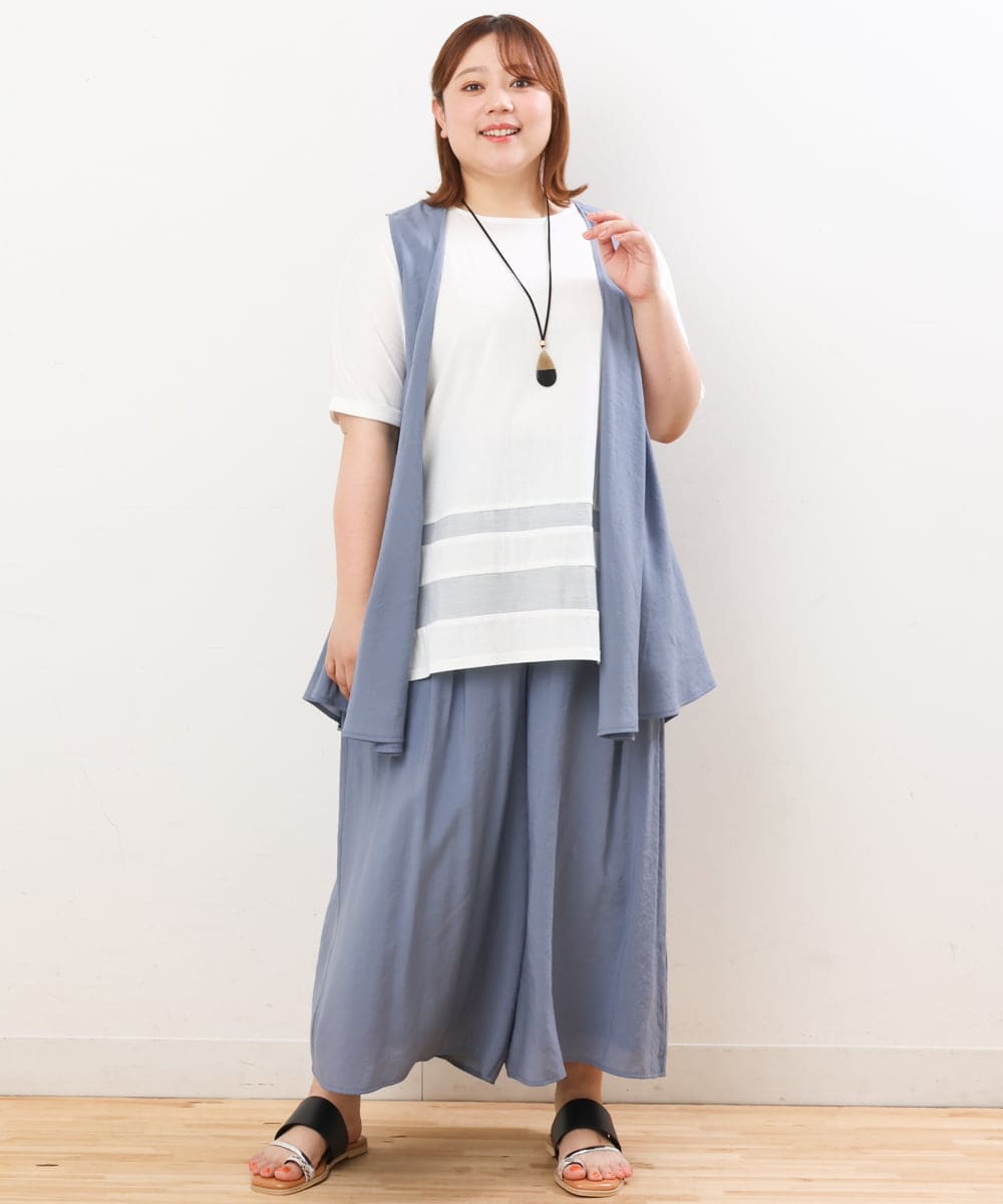 OLLIS50100 eur3(エウルキューブ) 【大きいサイズ/セットアップ対応可】シアーヴィンテージワイドパンツ ブルー(55)