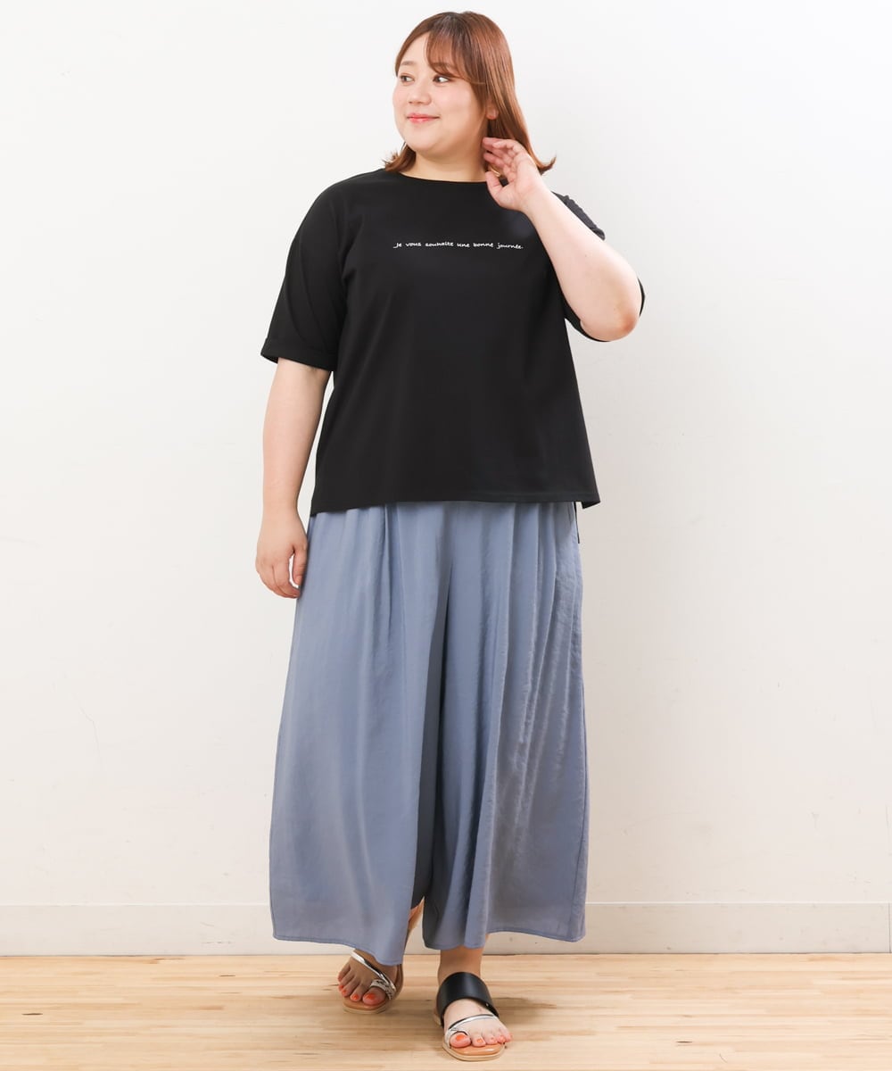 OLLIS50100 eur3(エウルキューブ) 【大きいサイズ/セットアップ対応可】シアーヴィンテージワイドパンツ ブルー(55)