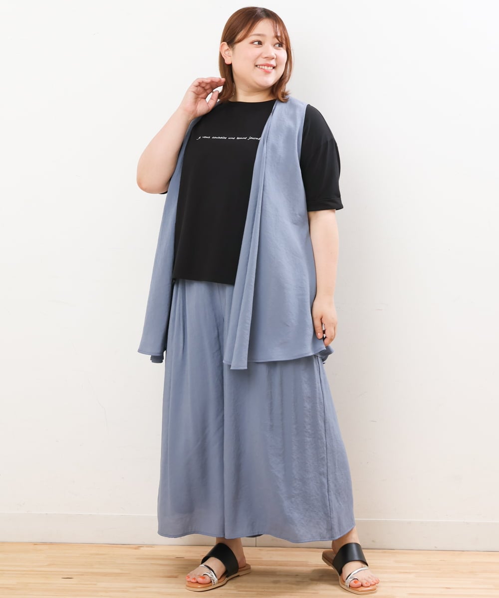 OLLIS50100 eur3(エウルキューブ) 【大きいサイズ/セットアップ対応可】シアーヴィンテージワイドパンツ ブルー(55)