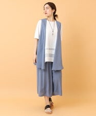 OLLIS50100 eur3(エウルキューブ) 【大きいサイズ/セットアップ対応可】シアーヴィンテージワイドパンツ ブルー(55)