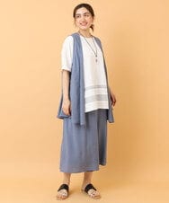 OLLIS50100 eur3(エウルキューブ) 【大きいサイズ/セットアップ対応可】シアーヴィンテージワイドパンツ ブルー(55)
