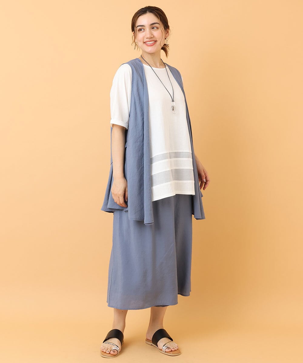 OLLIS50100 eur3(エウルキューブ) 【大きいサイズ/セットアップ対応可】シアーヴィンテージワイドパンツ ブルー(55)