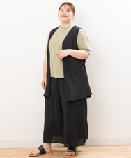 OLLIS50100 eur3(エウルキューブ) 【大きいサイズ/セットアップ対応可】シアーヴィンテージワイドパンツ ブラック(94)