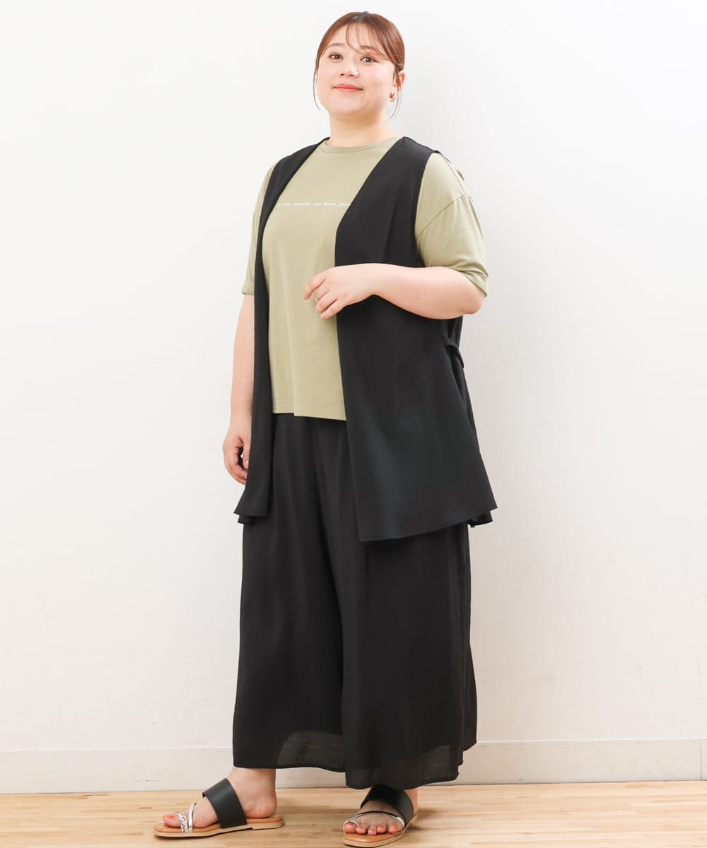 OLLIS50100 eur3(エウルキューブ) 【大きいサイズ/セットアップ対応可】シアーヴィンテージワイドパンツ ブラック(94)