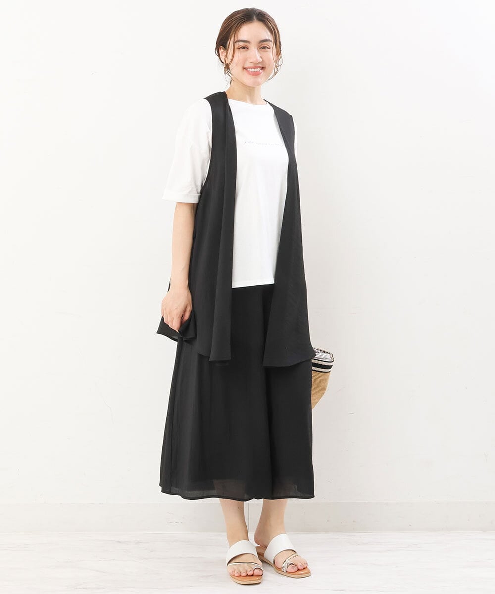 OLLIS50100 eur3(エウルキューブ) 【大きいサイズ/セットアップ対応可】シアーヴィンテージワイドパンツ ブラック(94)