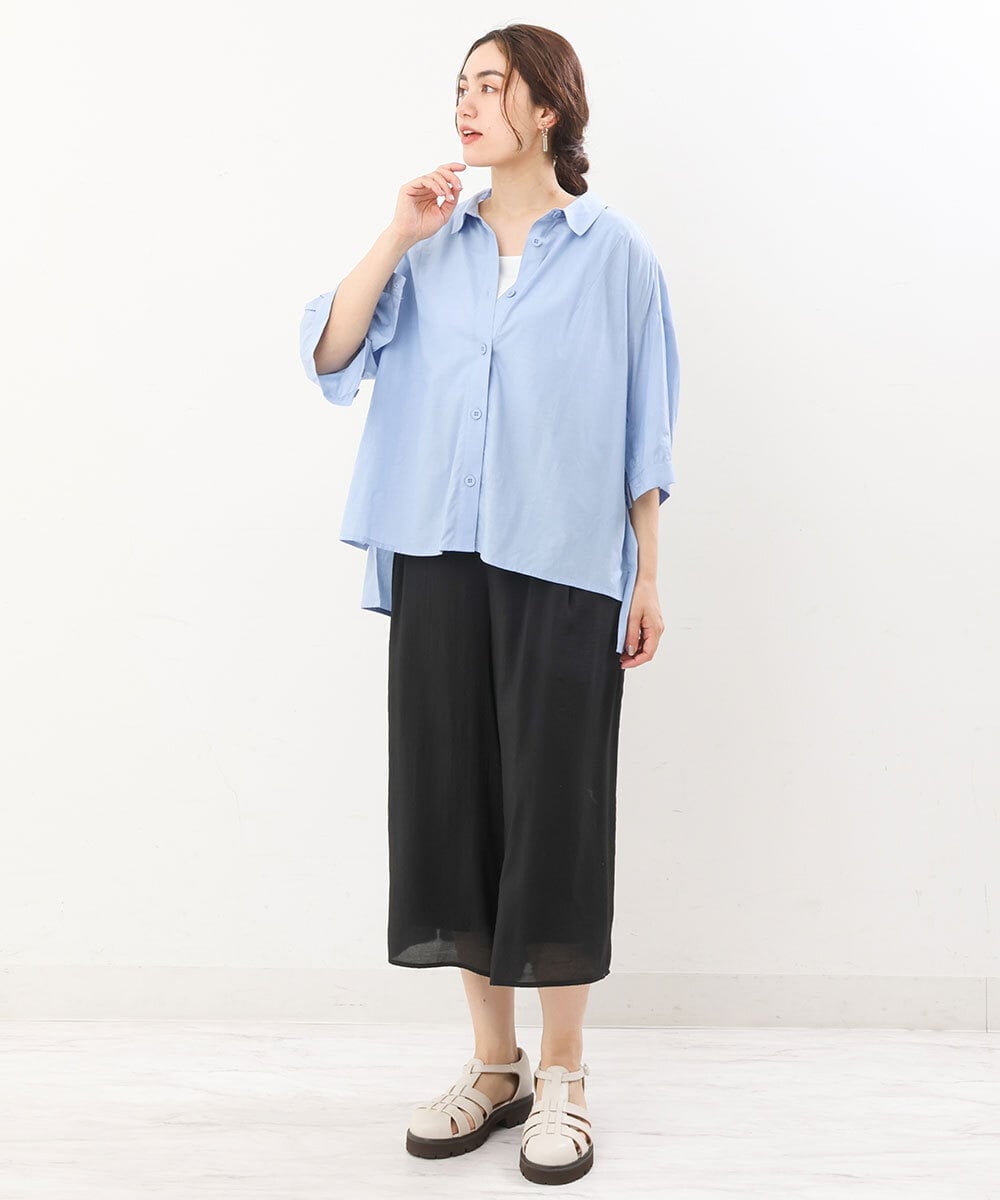 OLLIS50100 eur3(エウルキューブ) 【大きいサイズ/セットアップ対応可】シアーヴィンテージワイドパンツ ブラック(94)