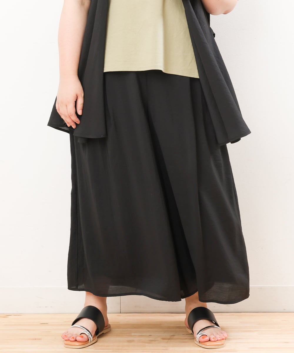 OLLIS50100 eur3(エウルキューブ) 【大きいサイズ/セットアップ対応可】シアーヴィンテージワイドパンツ ブラック(94)