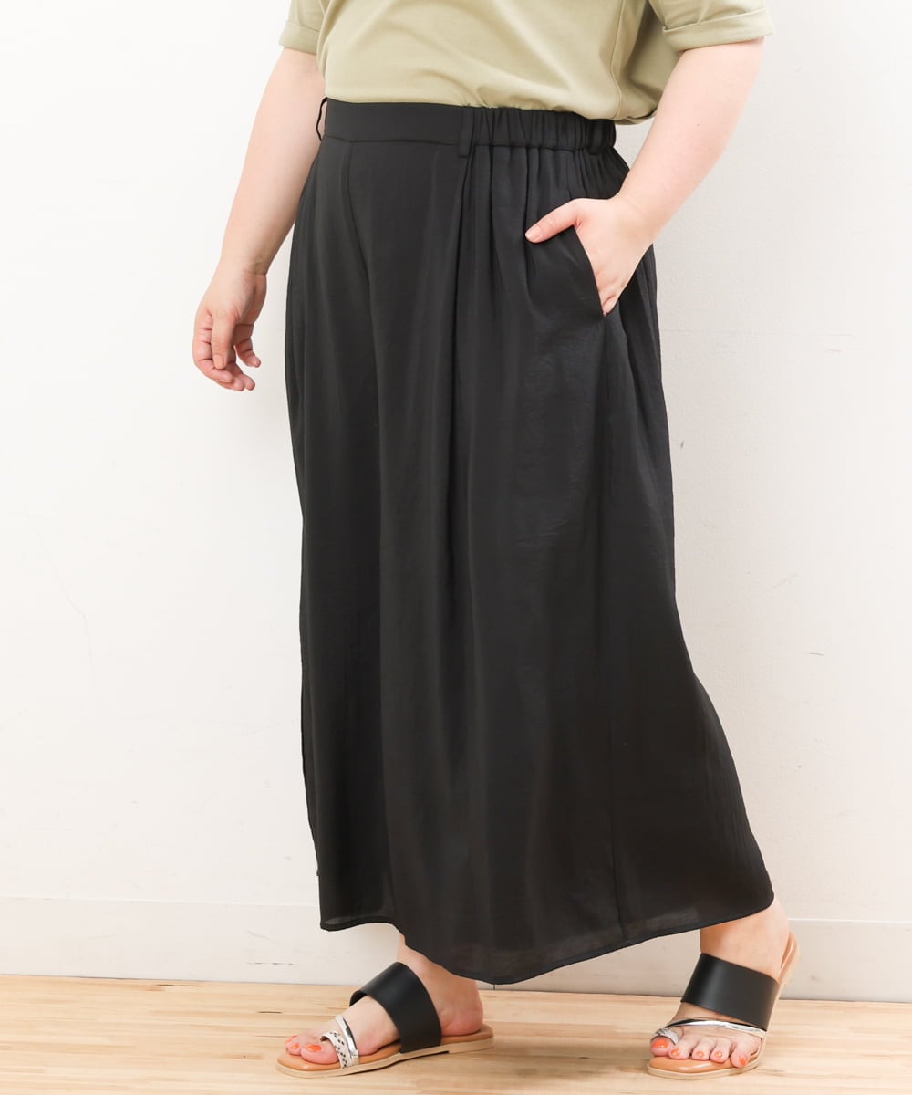 OLLIS50100 eur3(エウルキューブ) 【大きいサイズ/セットアップ対応可】シアーヴィンテージワイドパンツ ブラック(94)