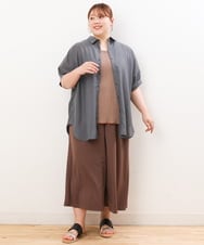 OLLIS55080 eur3(エウルキューブ) 【大きいサイズ/接触冷感】風に揺れるジャージーワイドパンツ モカ(84)