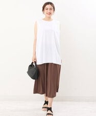 OLLIS55080 eur3(エウルキューブ) 【大きいサイズ/接触冷感】風に揺れるジャージーワイドパンツ モカ(84)