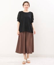 OLLIS55080 eur3(エウルキューブ) 【大きいサイズ/接触冷感】風に揺れるジャージーワイドパンツ モカ(84)