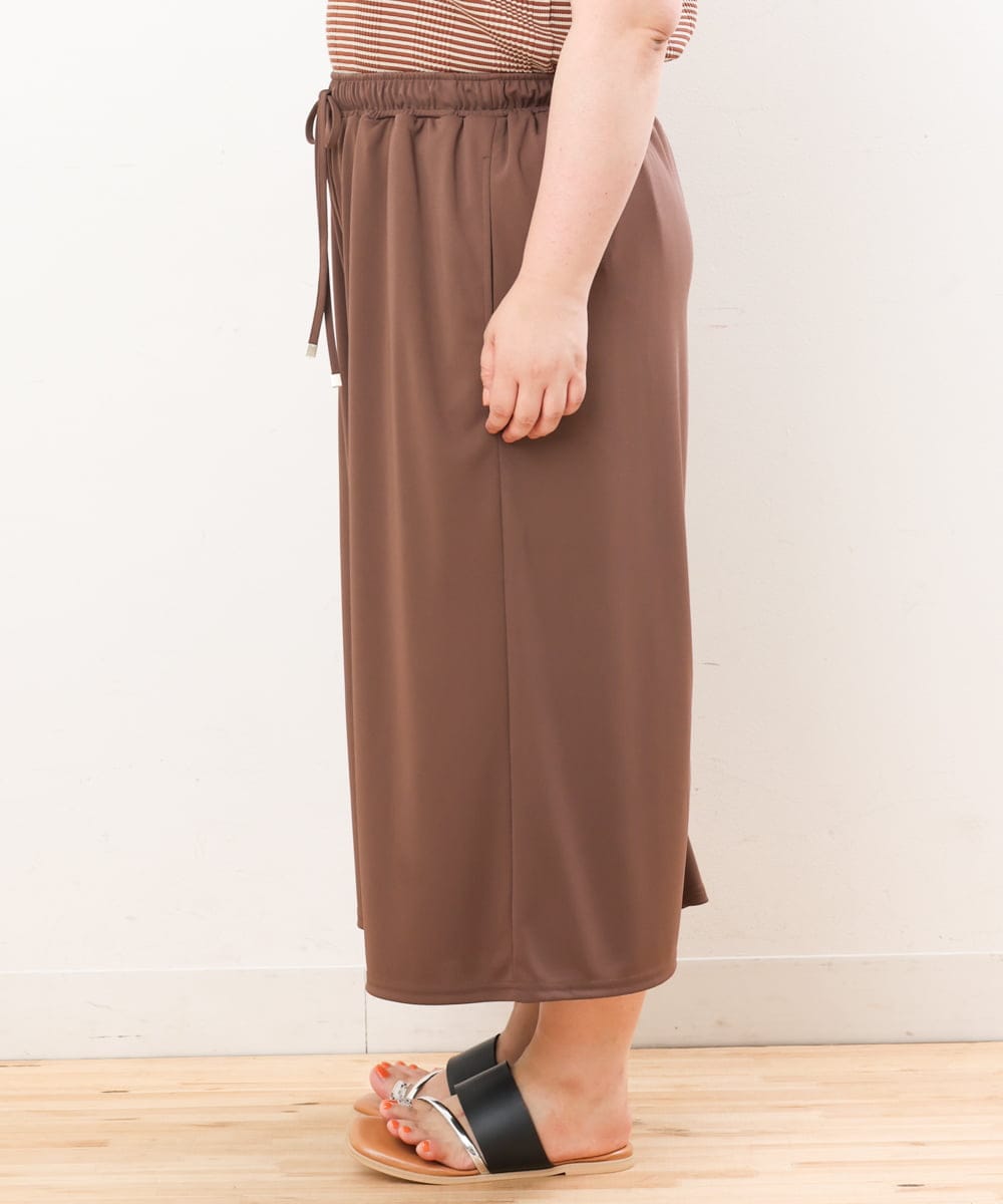 OLLIS55080 eur3(エウルキューブ) 【大きいサイズ/接触冷感】風に揺れるジャージーワイドパンツ モカ(84)