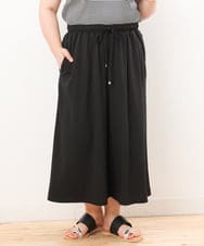 OLLIS55080 eur3(エウルキューブ) 【大きいサイズ/接触冷感】風に揺れるジャージーワイドパンツ ブラック(94)