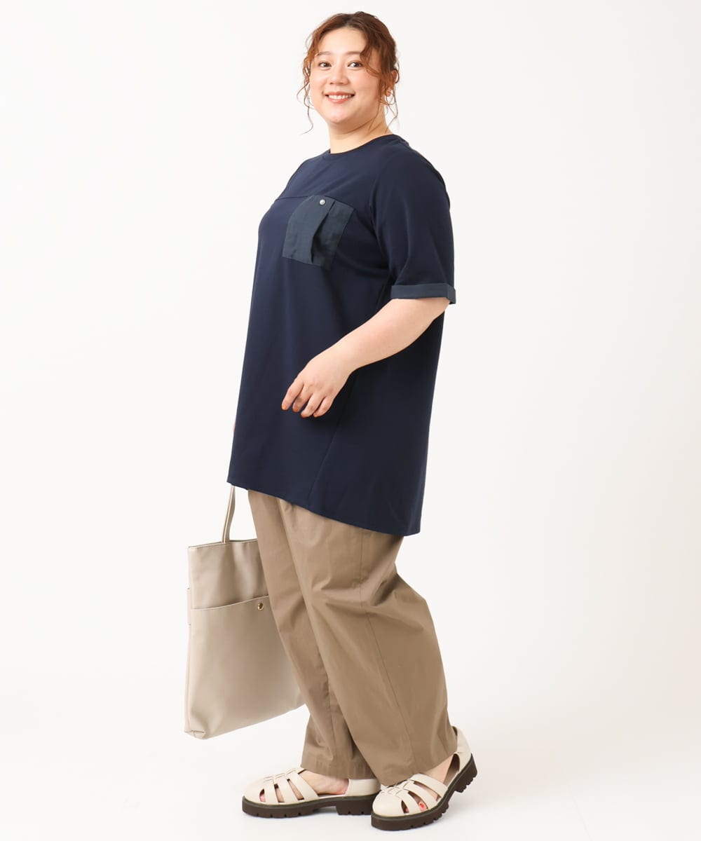 OLLIV36119 eur3(エウルキューブ) 【大きいサイズ】タックパンツ モカ(84)