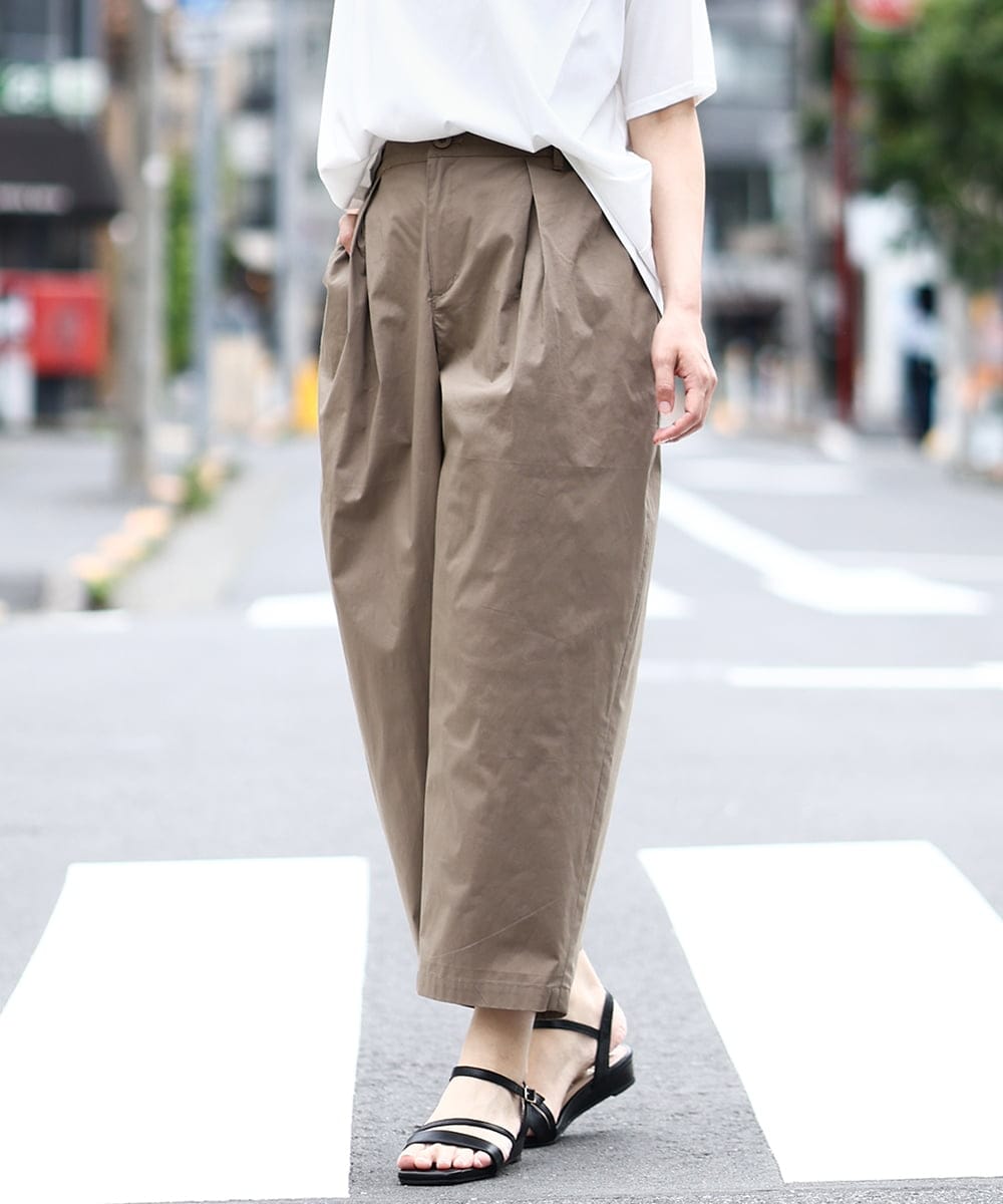 OLLIV36119 eur3(エウルキューブ) 【大きいサイズ】タックパンツ モカ(84)