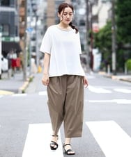 OLLIV36119 eur3(エウルキューブ) 【大きいサイズ】タックパンツ モカ(84)