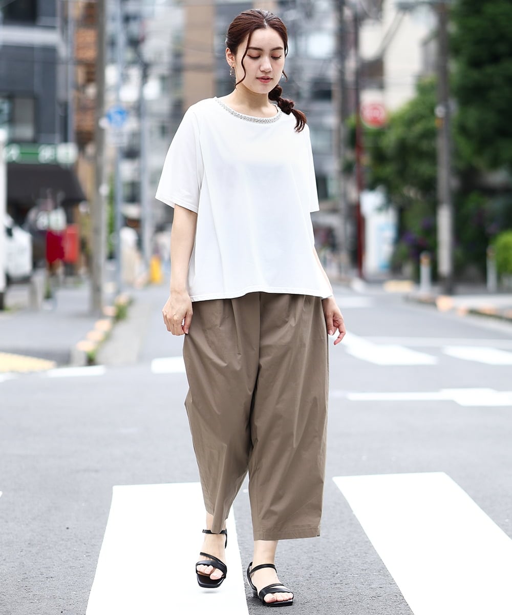 OLLIV36119 eur3(エウルキューブ) 【大きいサイズ】タックパンツ モカ(84)