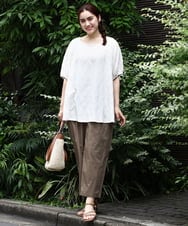 OLLIV36119 eur3(エウルキューブ) 【大きいサイズ】タックパンツ モカ(84)