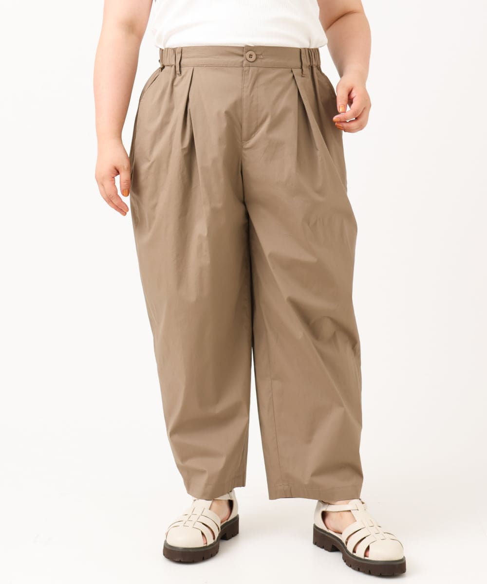 OLLIV36119 eur3(エウルキューブ) 【大きいサイズ】タックパンツ モカ(84)