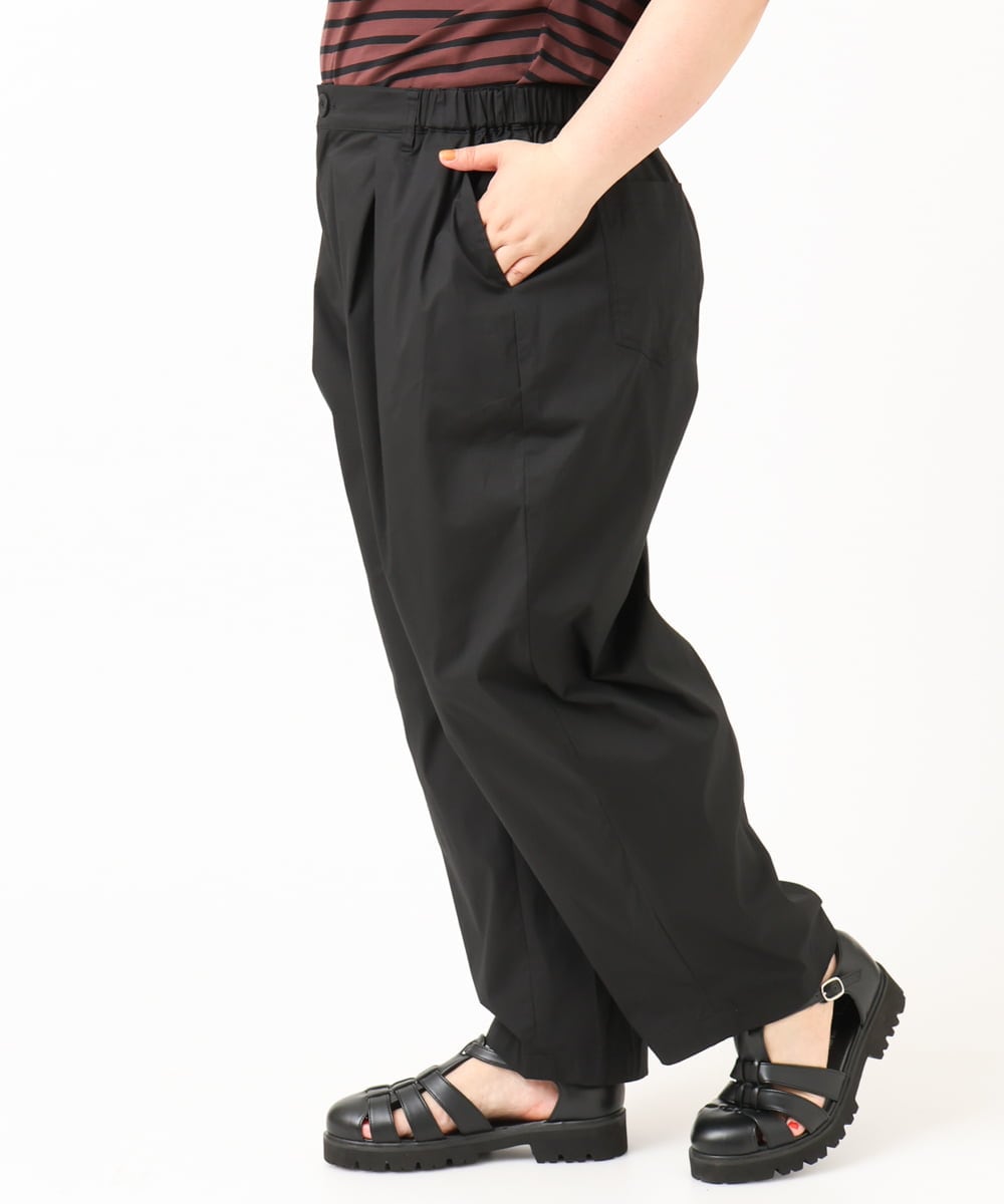 OLLIV36119 eur3(エウルキューブ) 【大きいサイズ】タックパンツ ブラック(94)