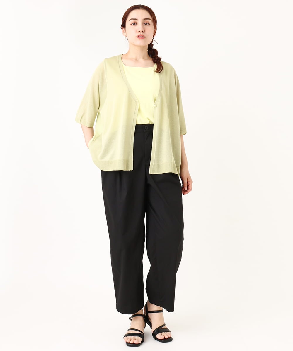 OLLIV36119 eur3(エウルキューブ) 【大きいサイズ】タックパンツ ブラック(94)
