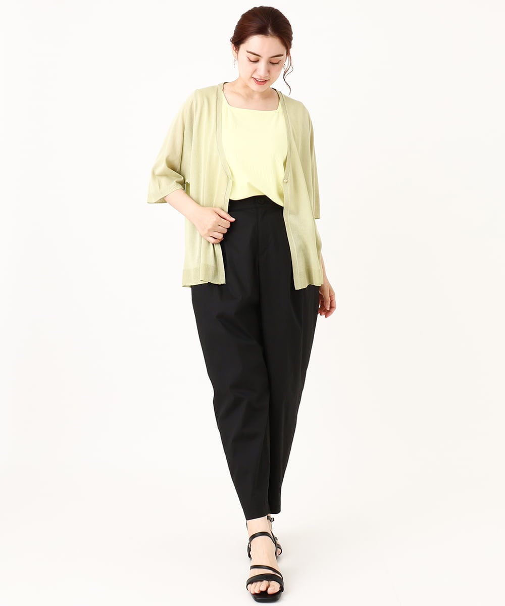 OLLIV36119 eur3(エウルキューブ) 【大きいサイズ】タックパンツ ブラック(94)