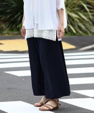 OLLIV38099 eur3(エウルキューブ) 【大きいサイズ】ドライヴィンテージワイドパンツ ネイビー(57)