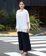 OLLIV38099 eur3(エウルキューブ) 【大きいサイズ】ドライヴィンテージワイドパンツ ネイビー(57)